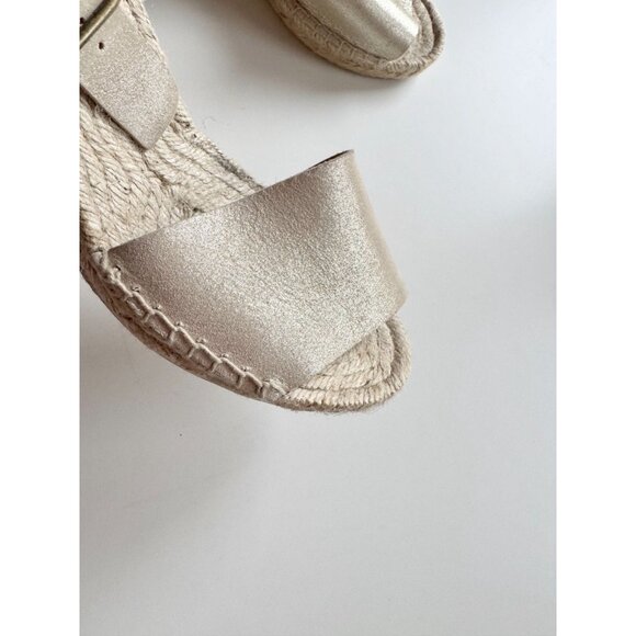 J CREW Corsica Gold Leather Platform Espadrille Wedge Sandals, Size 7 - Picture 6 of 16